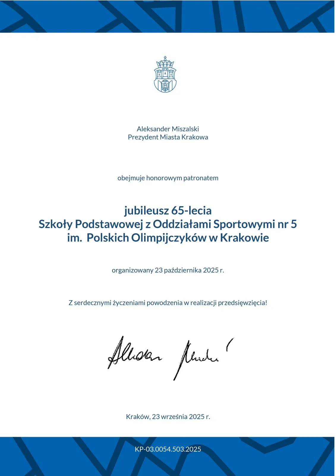 503 - 65-lecie Szkoły Podstawowej z Oddziałami Sportowymi nr 5_page-0001